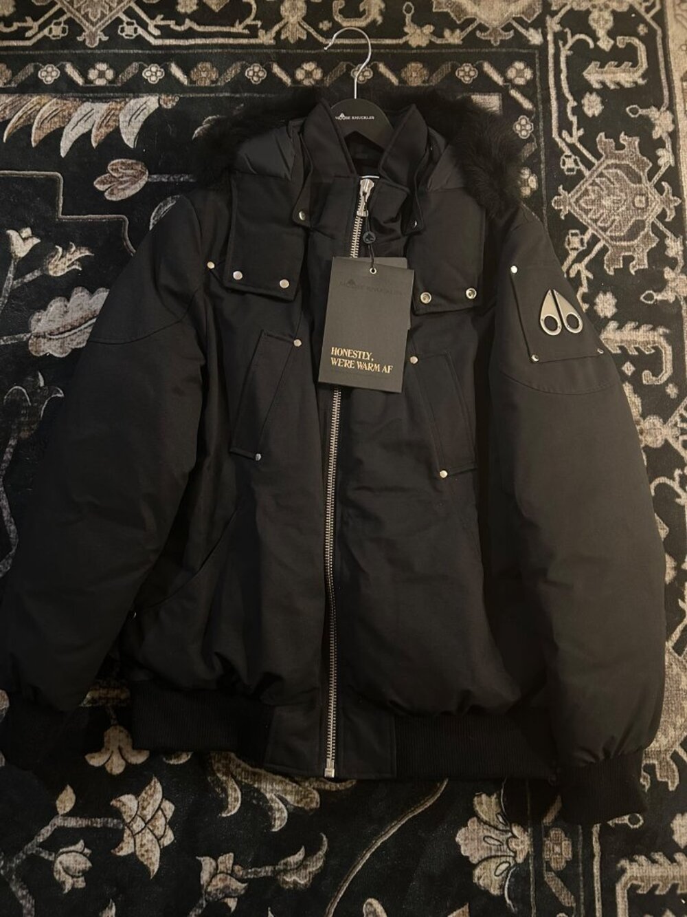 Moose Knuckles Men's Original Ballistic Bomber Jacket XL Black NWT